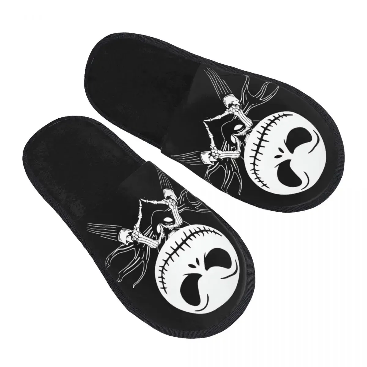 Jack Skellington Memory Foam Slippers – Warm & Fluffy Indoor/Outdoor Halloween Nightmare Shoes