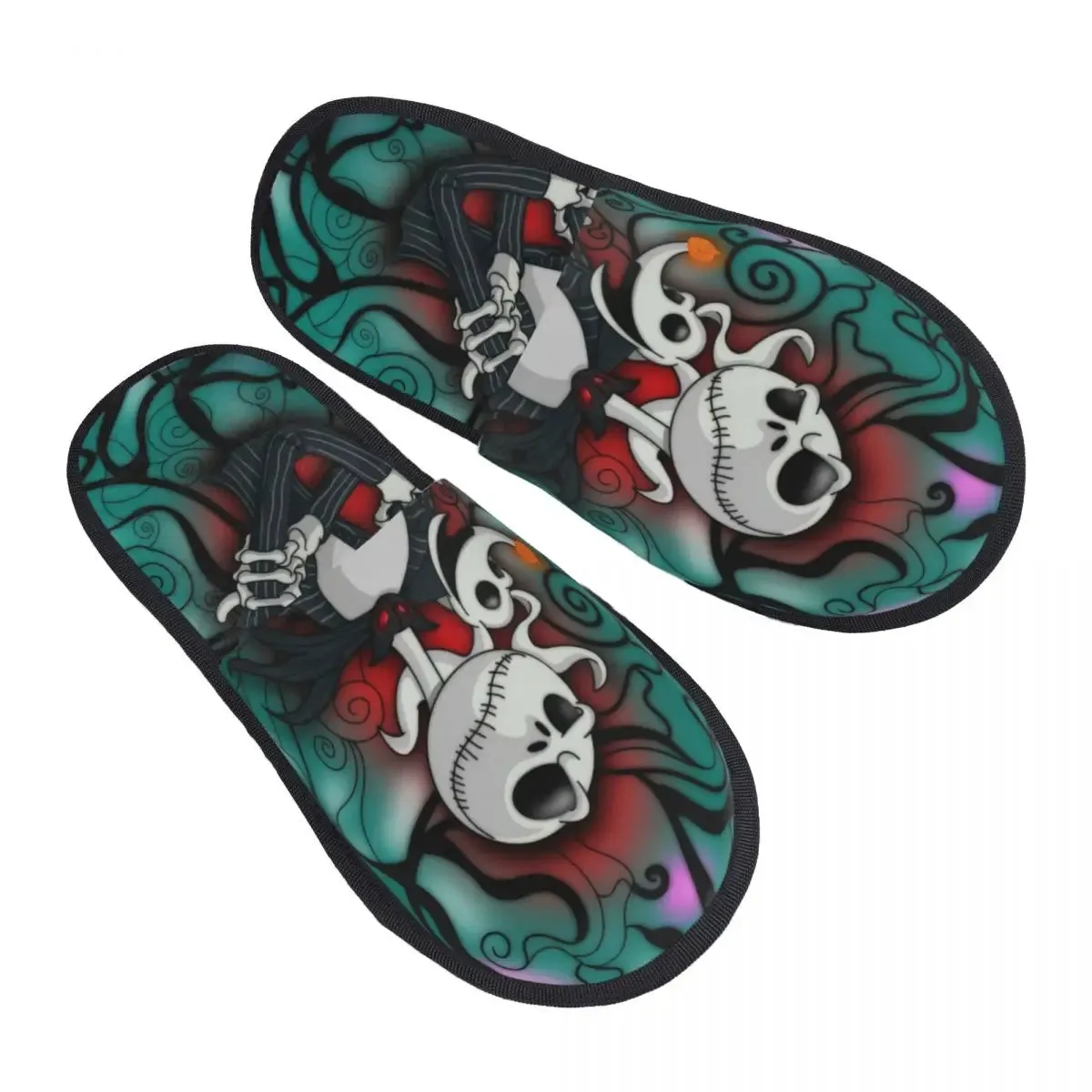 Jack Skellington Memory Foam Slippers – Warm & Fluffy Indoor/Outdoor Halloween Nightmare Shoes