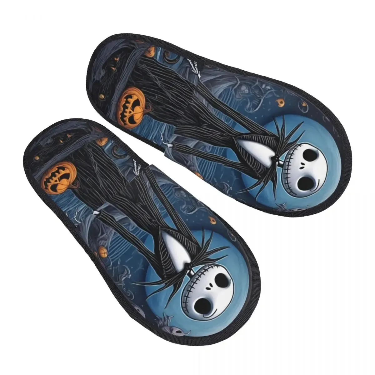 Jack Skellington Memory Foam Slippers – Warm & Fluffy Indoor/Outdoor Halloween Nightmare Shoes