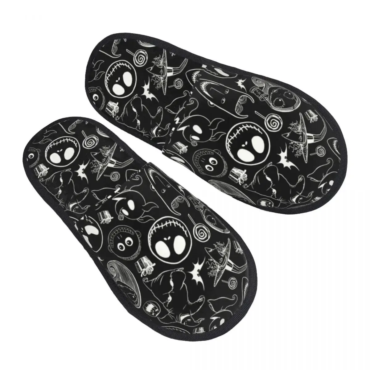 Jack Skellington Memory Foam Slippers – Warm & Fluffy Indoor/Outdoor Halloween Nightmare Shoes