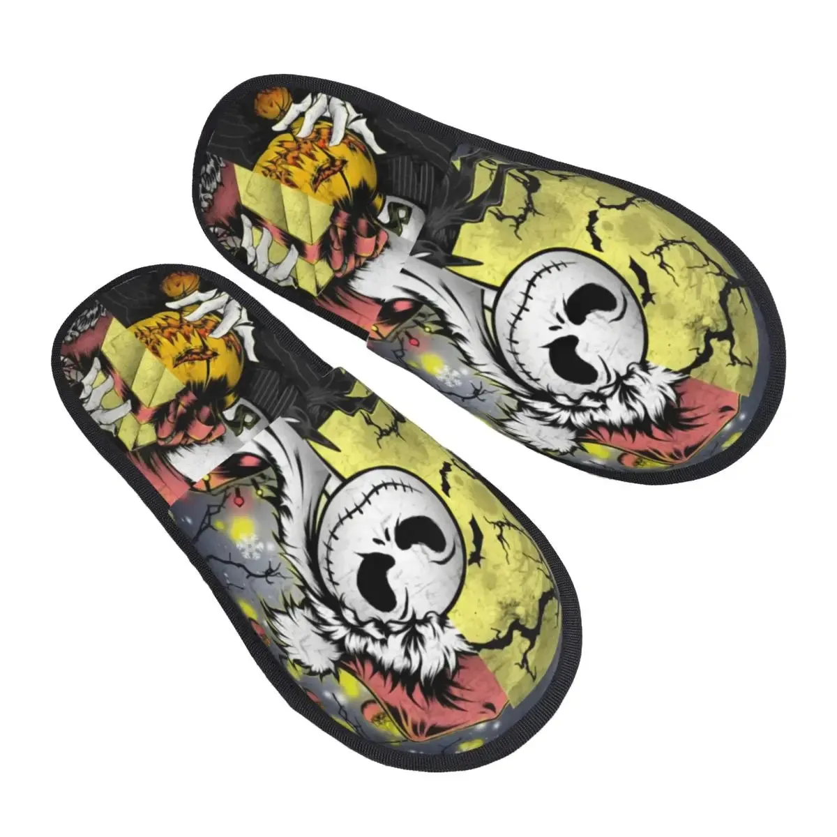 Jack Skellington Memory Foam Slippers – Warm & Fluffy Indoor/Outdoor Halloween Nightmare Shoes