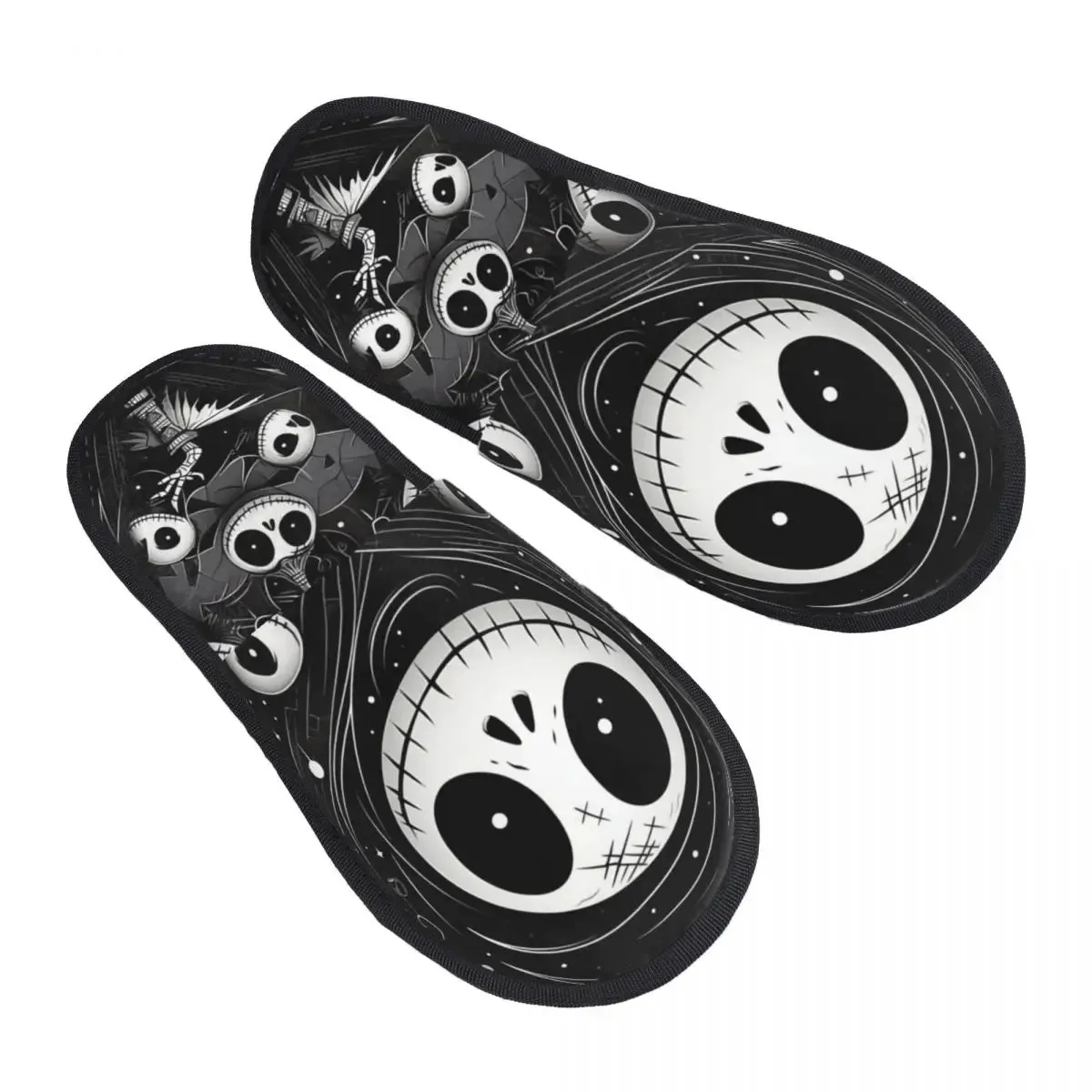 Jack Skellington Memory Foam Slippers – Warm & Fluffy Indoor/Outdoor Halloween Nightmare Shoes