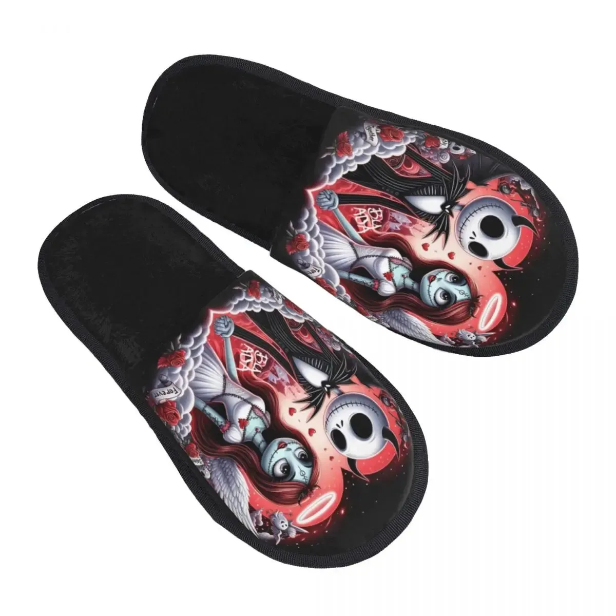 Jack Skellington Memory Foam Slippers – Warm & Fluffy Indoor/Outdoor Halloween Nightmare Shoes