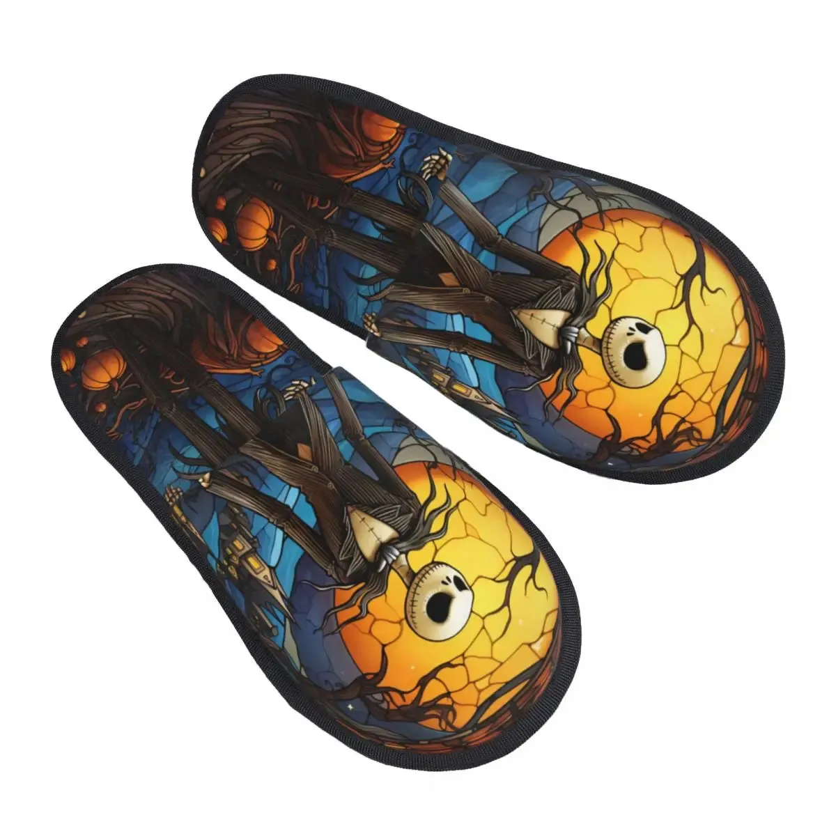Jack Skellington Memory Foam Slippers – Warm & Fluffy Indoor/Outdoor Halloween Nightmare Shoes