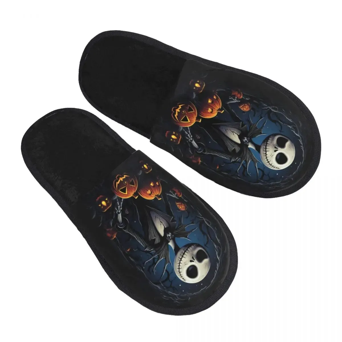 Jack Skellington Memory Foam Slippers – Warm & Fluffy Indoor/Outdoor Halloween Nightmare Shoes