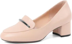 Joseywade Chunky Heel Loafers for Women Low Block Heel 2 Inch Slip on Closed Round Toe Pumps Casual Dress Work Shoes
