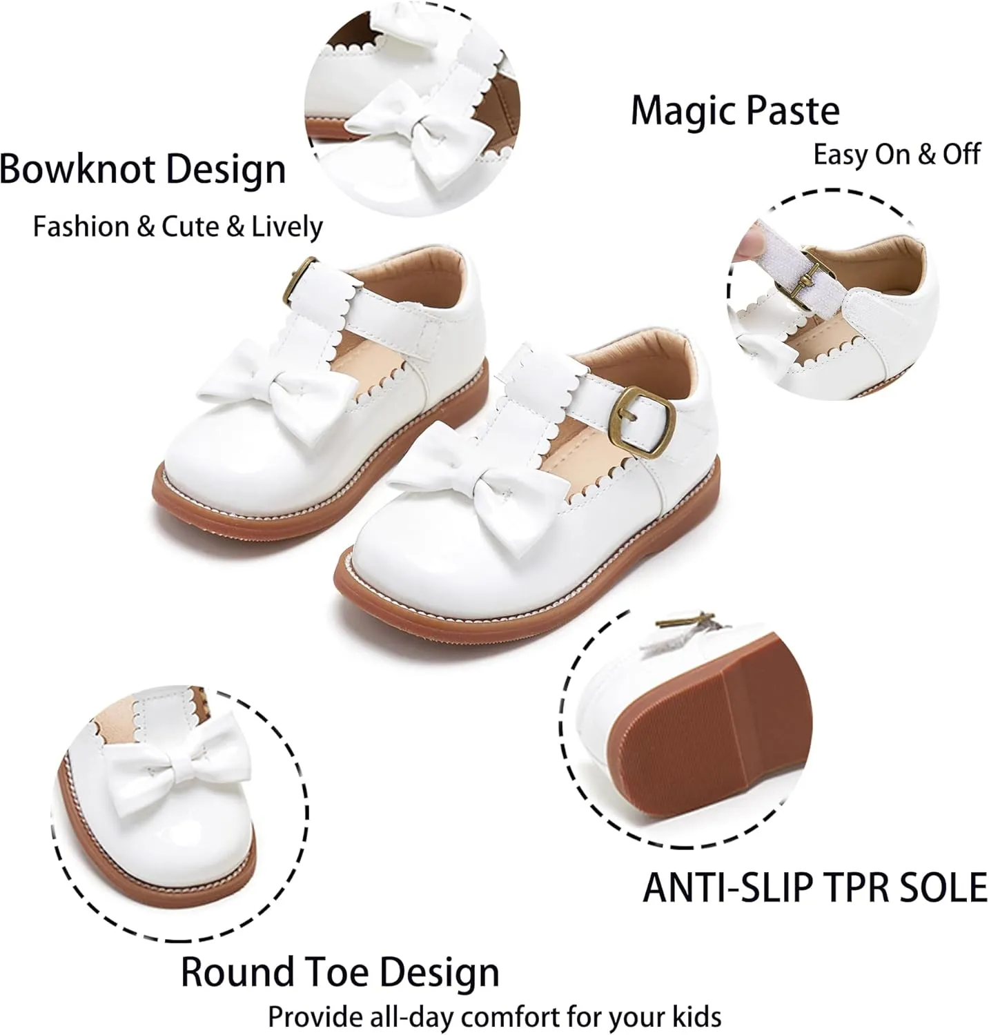 Kiderence Toddler Girls Mary Jane Dress Shoes Little Girls School Oxford Flats