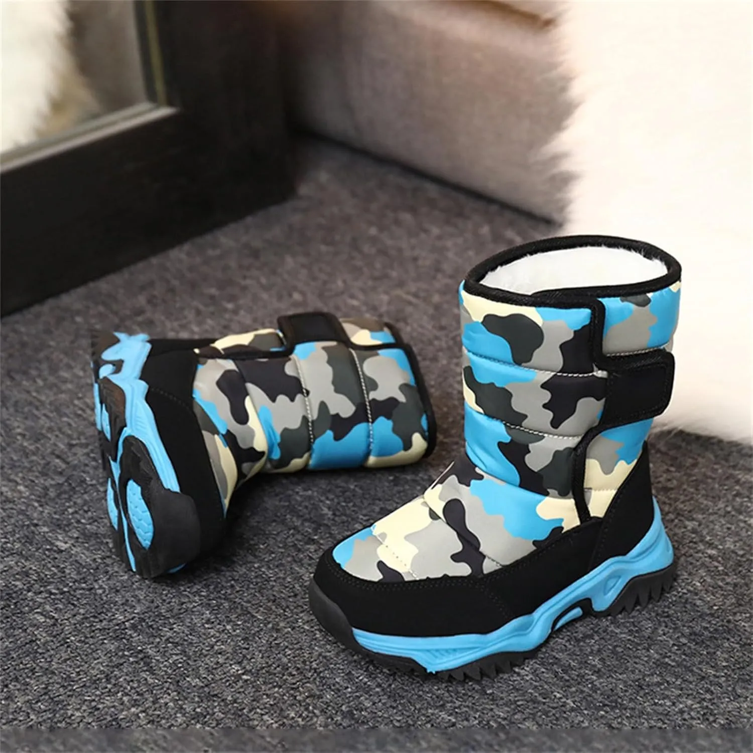 Kids Boys Girls Winter Rain Boots, Insulated Thickened Fleece Warm Snow Boots, Children ?aterproof Mud Boots