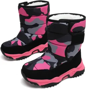 Kids Boys Girls Winter Rain Boots, Insulated Thickened Fleece Warm Snow Boots, Children ?aterproof Mud Boots
