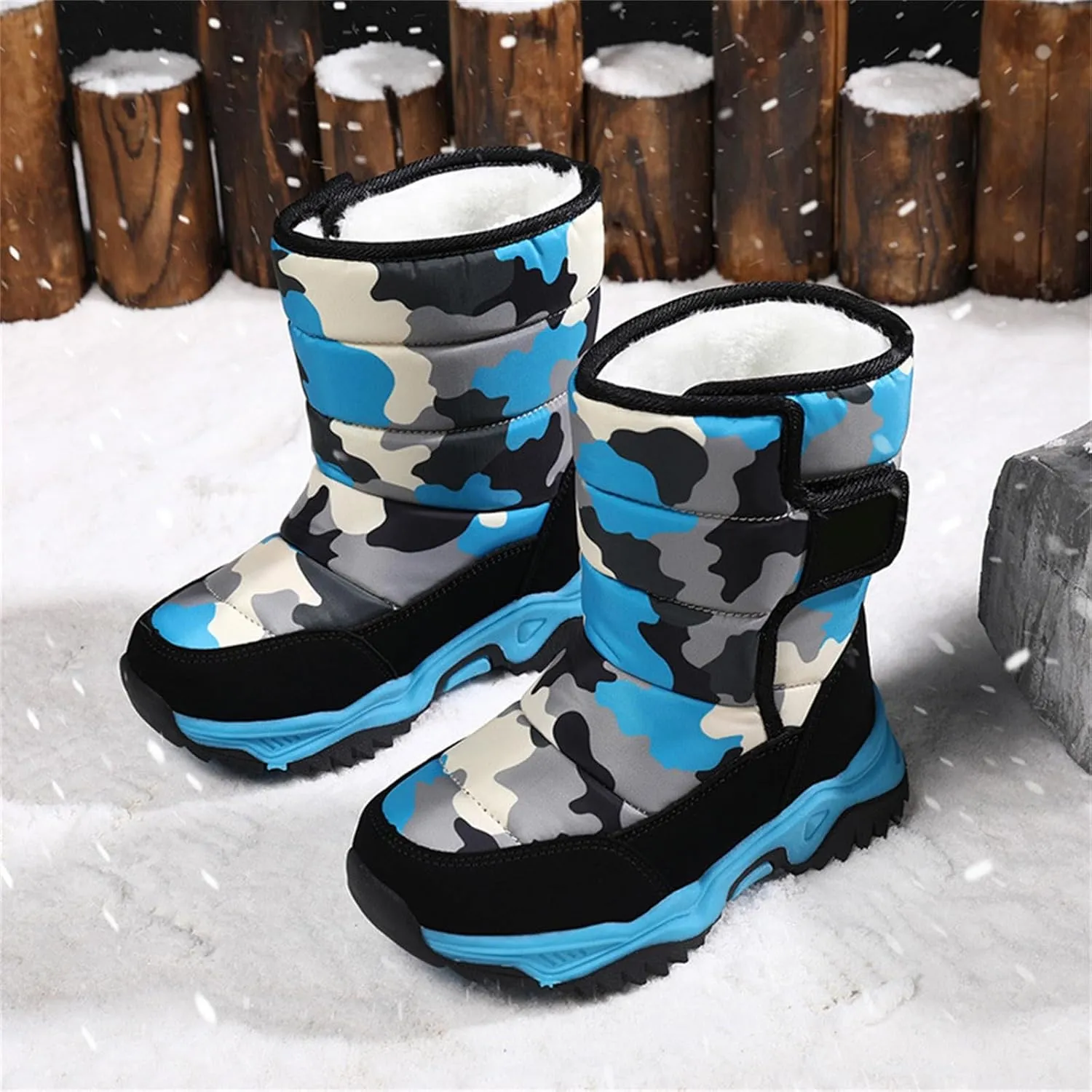 Kids Boys Girls Winter Rain Boots, Insulated Thickened Fleece Warm Snow Boots, Children ?aterproof Mud Boots