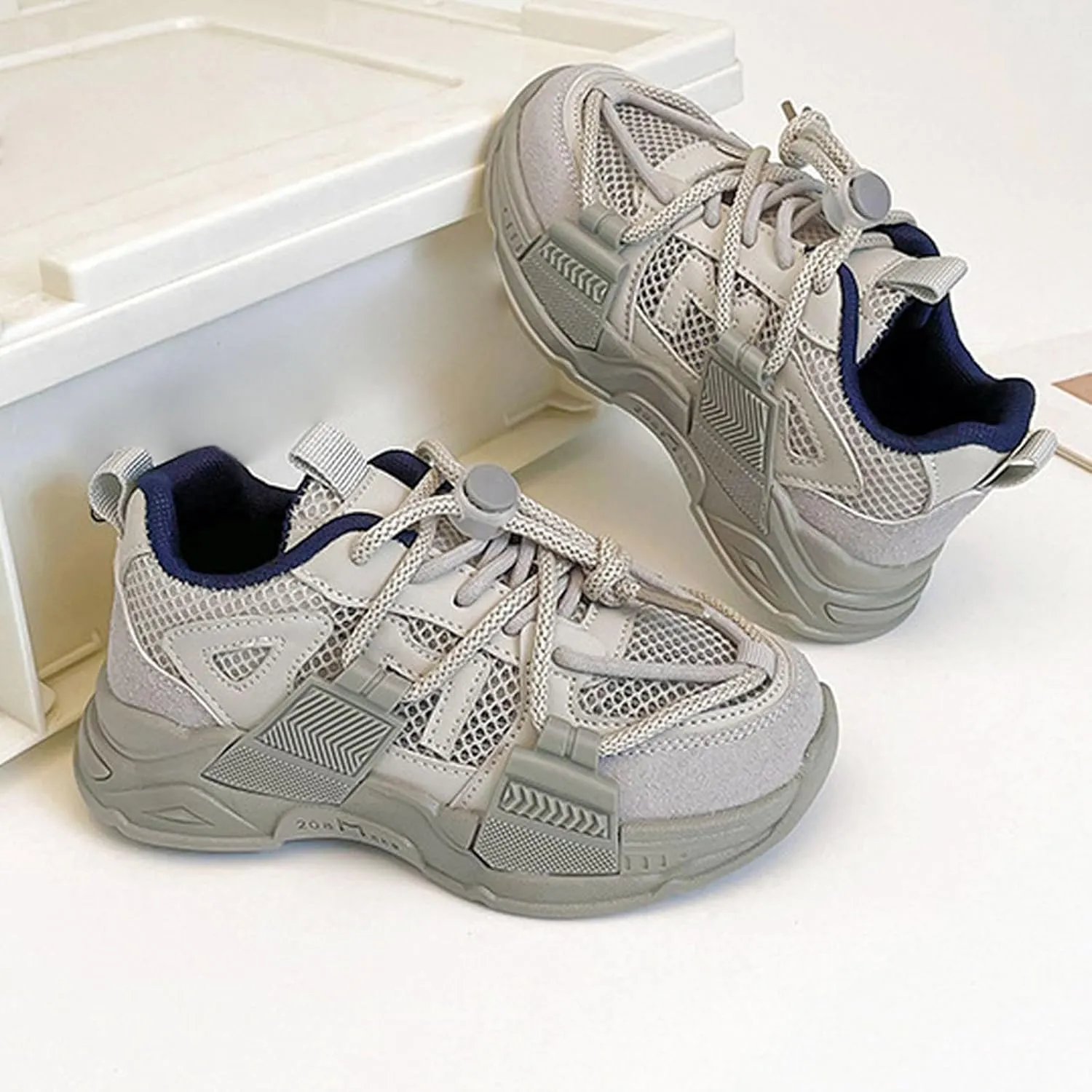 Kids Boys Sports Shoes Casual Mesh Breathable Trend Fashion Children's Personalized Lace Up Sports Running Shoes