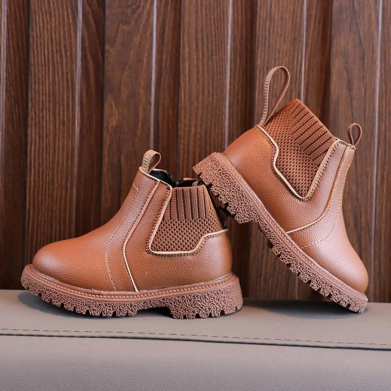 Kids Girls Ankle Bootie with Side Zipper Dress Boot Youth Toddler Waterproof Outdoor Fall Booties Leather Shoes