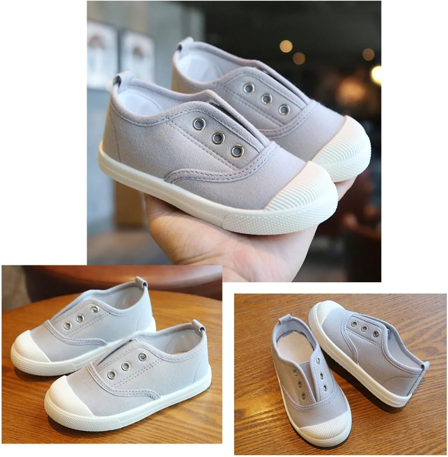 Kids Lace up Canvas Shoes Sneakers Athletic Running Tennis Sport Shoes Outdoor Flat Rubber Anti Slip Shoes