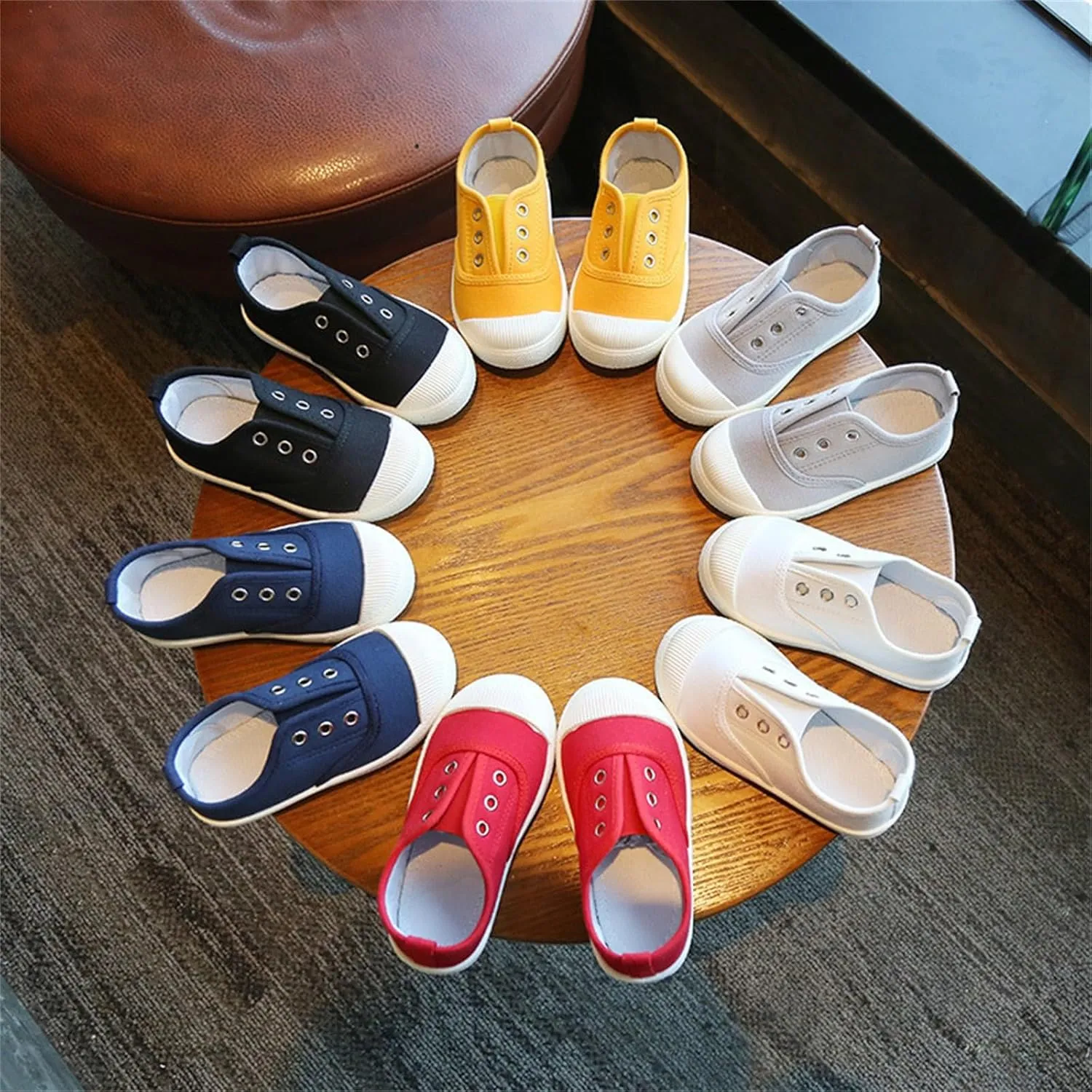 Kids Lace up Canvas Shoes Sneakers Athletic Running Tennis Sport Shoes Outdoor Flat Rubber Anti Slip Shoes