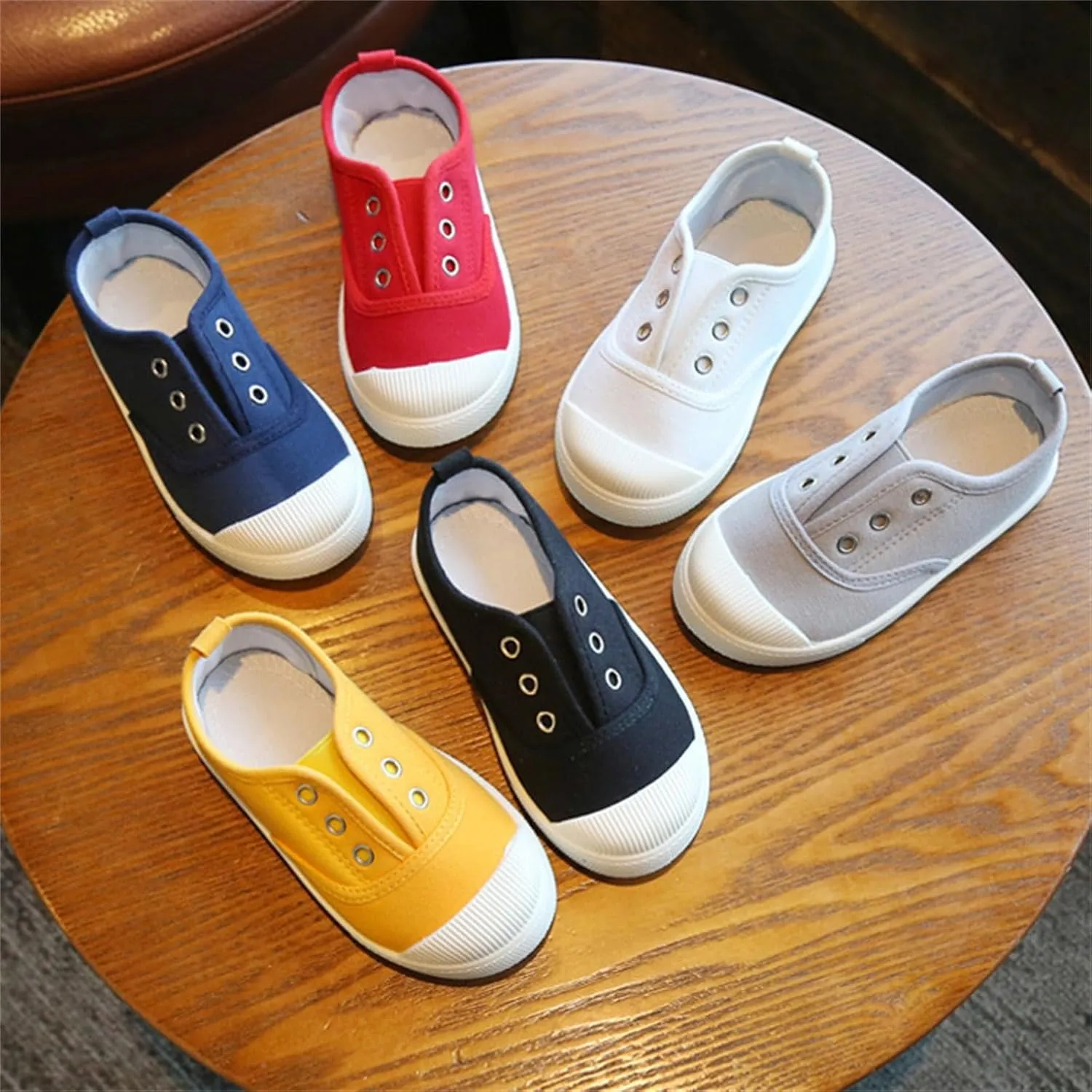 Kids Lace up Canvas Shoes Sneakers Athletic Running Tennis Sport Shoes Outdoor Flat Rubber Anti Slip Shoes