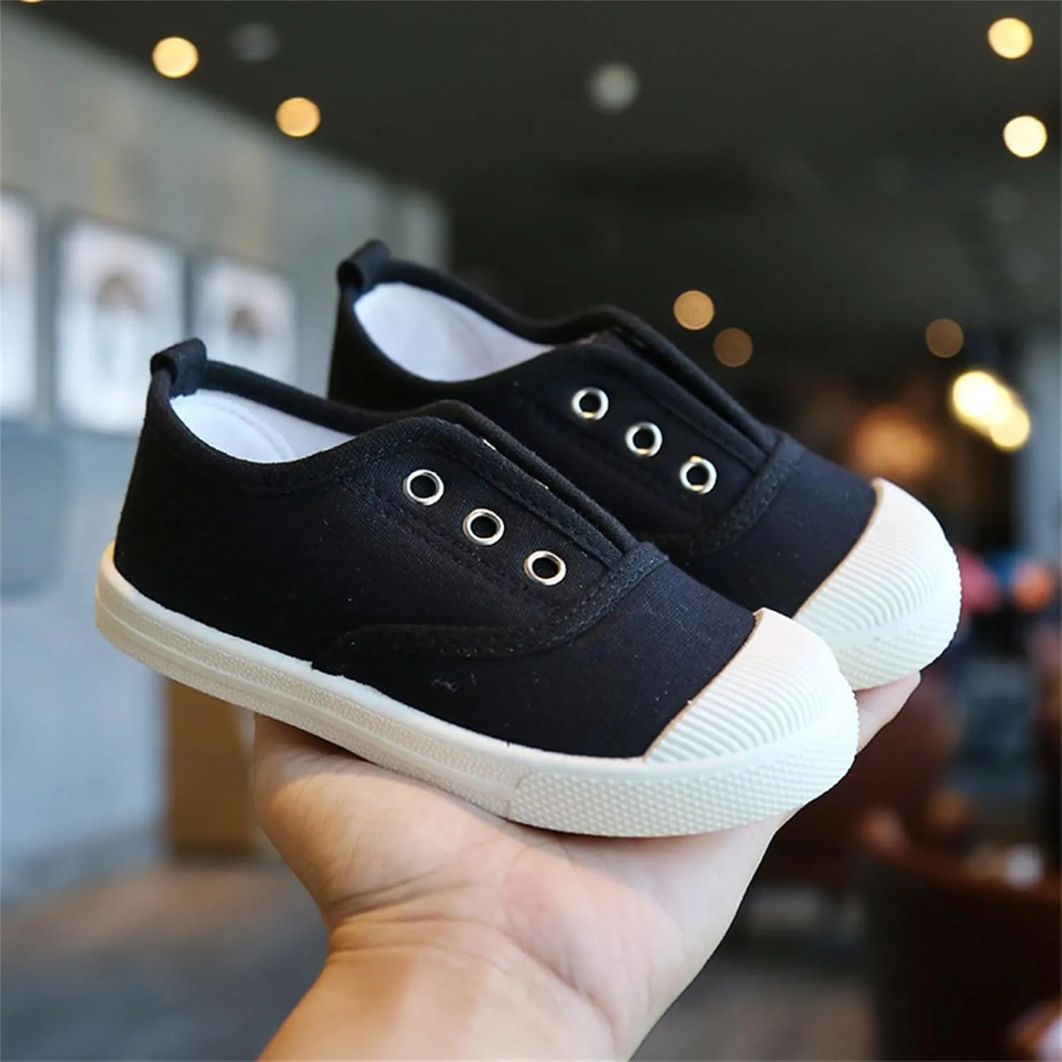 Kids Lace up Canvas Shoes Sneakers Athletic Running Tennis Sport Shoes Outdoor Flat Rubber Anti Slip Shoes