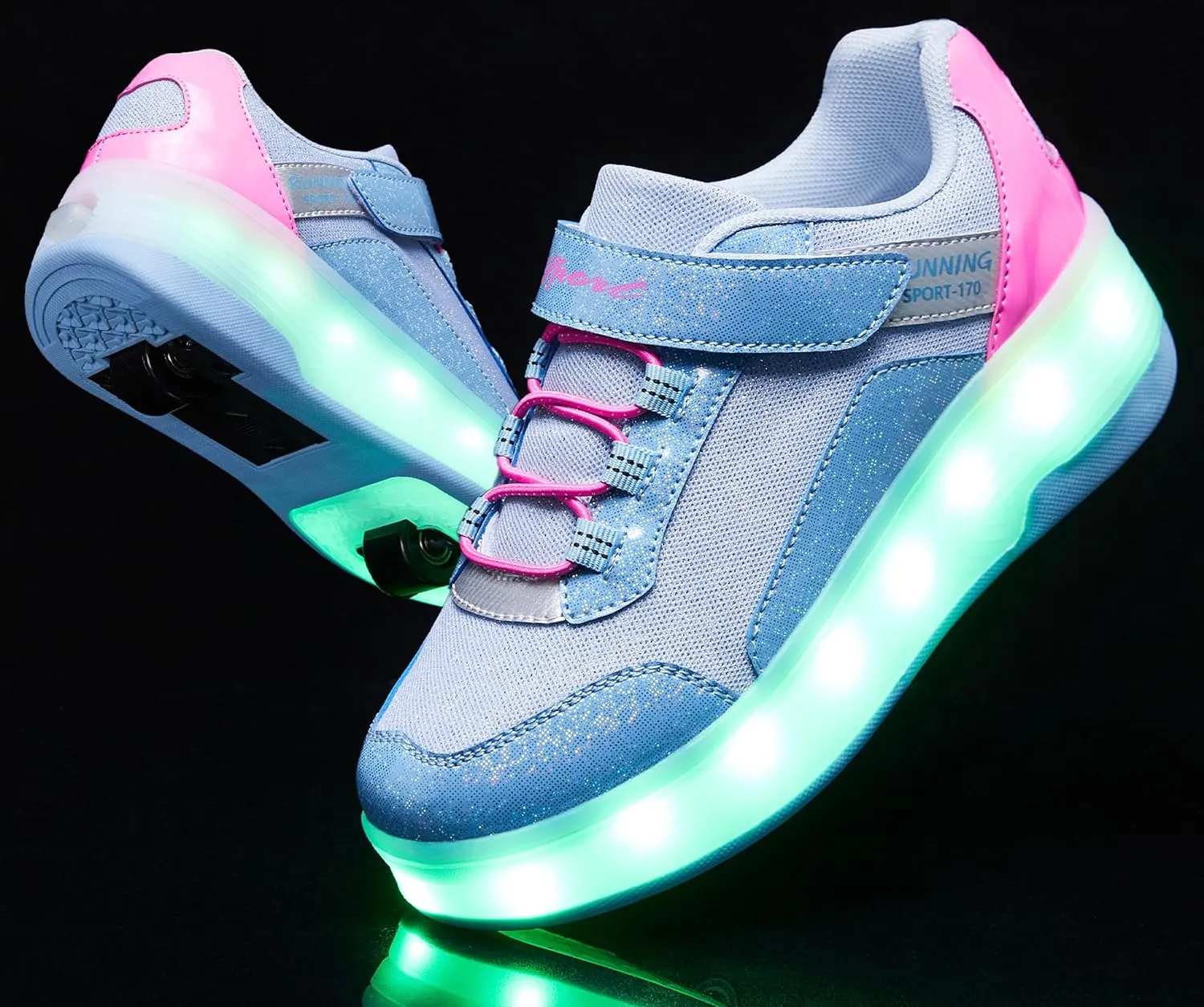 Kids LED Light-Up Roller Skate Shoes Fun Stylish Shoes with Wheels for Boys Girls for Birthdays Parties Christmas