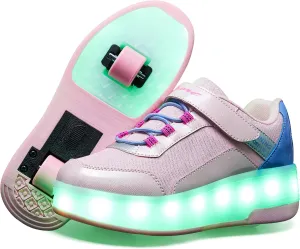 Kids LED Light-Up Roller Skate Shoes Fun Stylish Shoes with Wheels for Boys Girls for Birthdays Parties Christmas