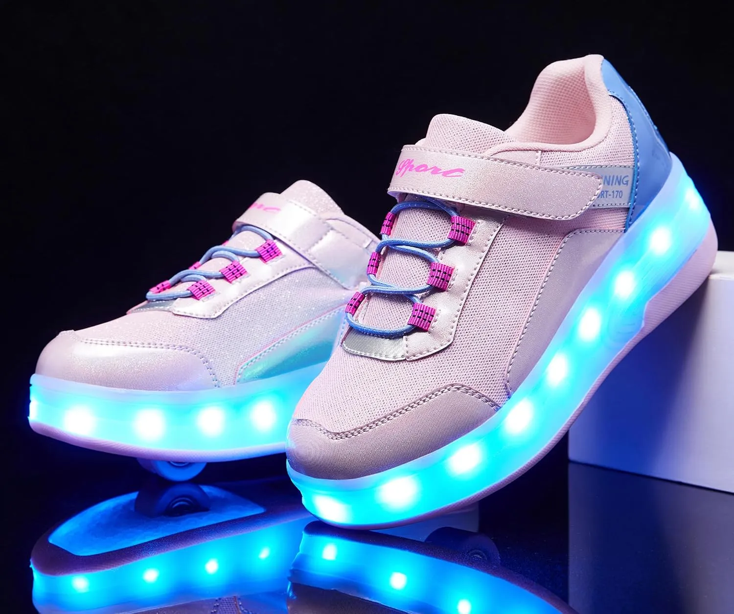 Kids LED Light-Up Roller Skate Shoes Fun Stylish Shoes with Wheels for Boys Girls for Birthdays Parties Christmas