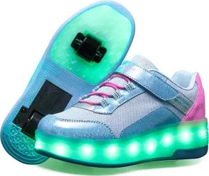 Kids LED Light-Up Roller Skate Shoes Fun Stylish Shoes with Wheels for Boys Girls for Birthdays Parties Christmas