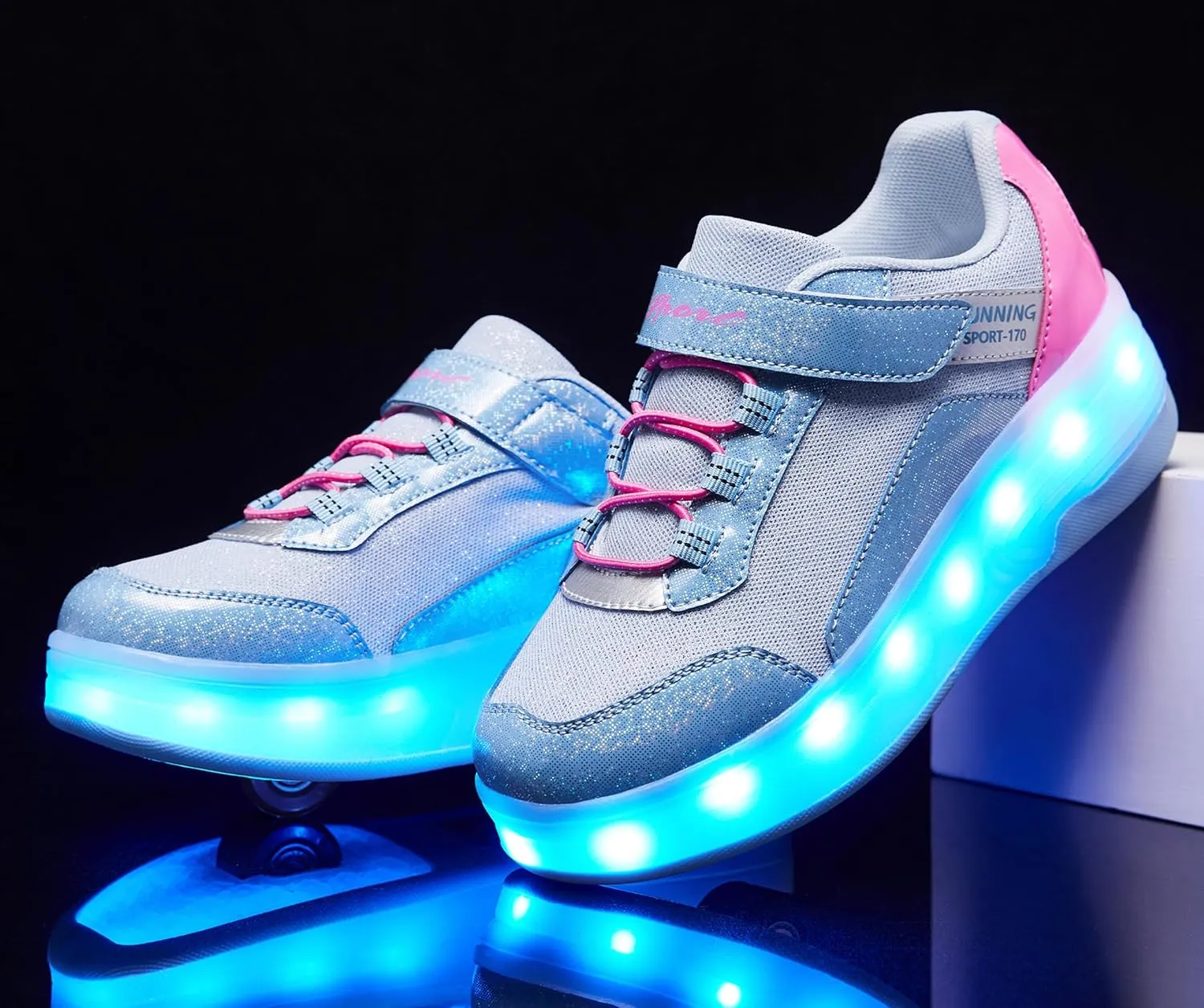 Kids LED Light-Up Roller Skate Shoes Fun Stylish Shoes with Wheels for Boys Girls for Birthdays Parties Christmas