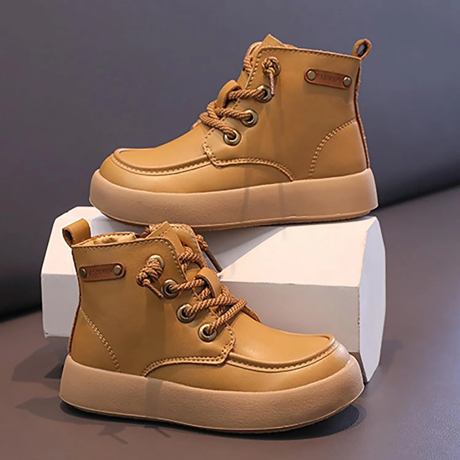 Kids School Ankle Boots for Little Child Classic Water-Proof Comfort Work Boot Unisex Boys Rain Boots Size 8 Toddler