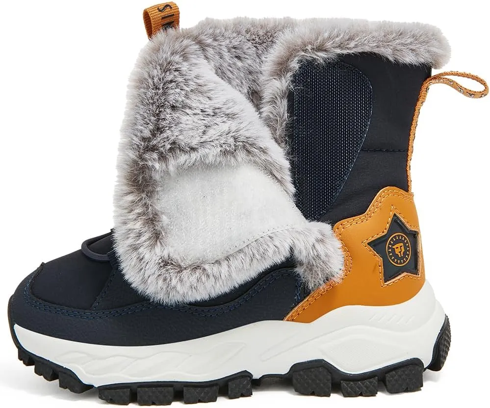 Kids Winter Snow Boots Waterproof Slip Resistant Fur Lined Outdoor Ankle Walking Shoes