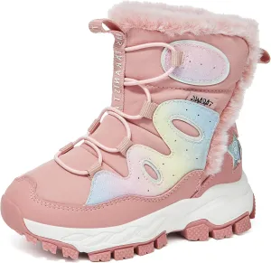 Kids Winter Snow Boots Waterproof Slip Resistant Fur Lined Outdoor Ankle Walking Shoes