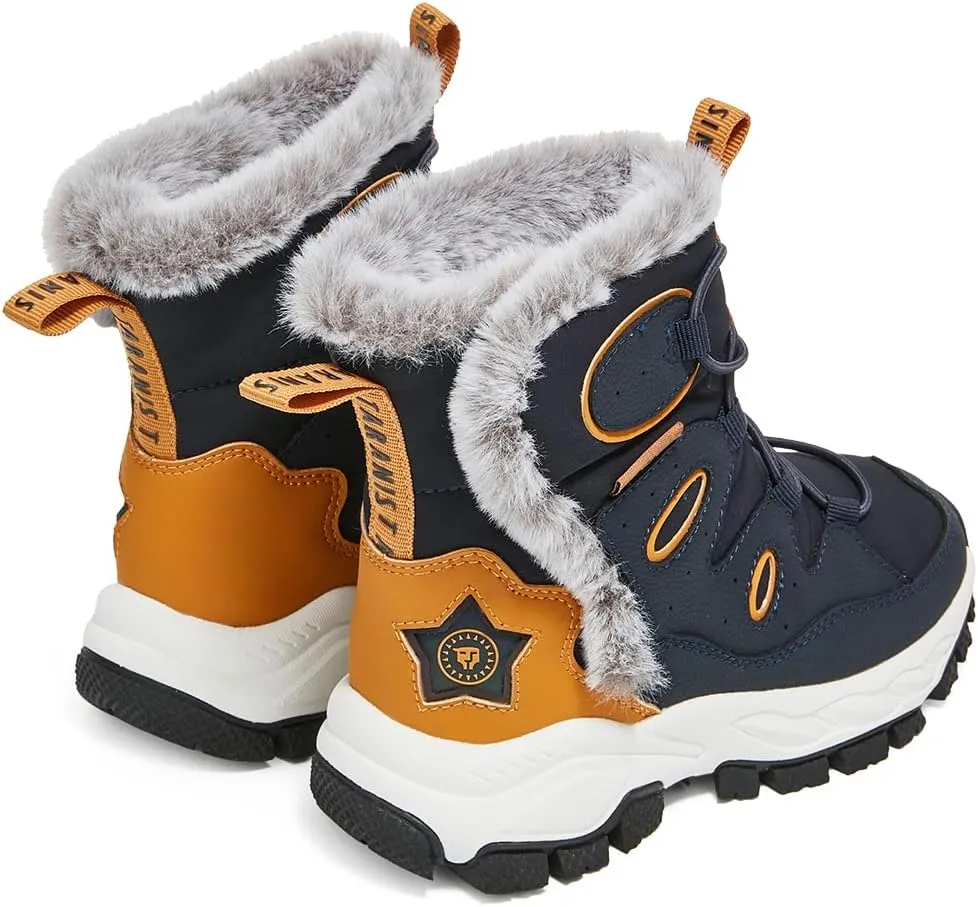 Kids Winter Snow Boots Waterproof Slip Resistant Fur Lined Outdoor Ankle Walking Shoes
