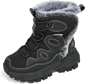 Kids Winter Snow Boots Waterproof Slip Resistant Fur Lined Outdoor Ankle Walking Shoes