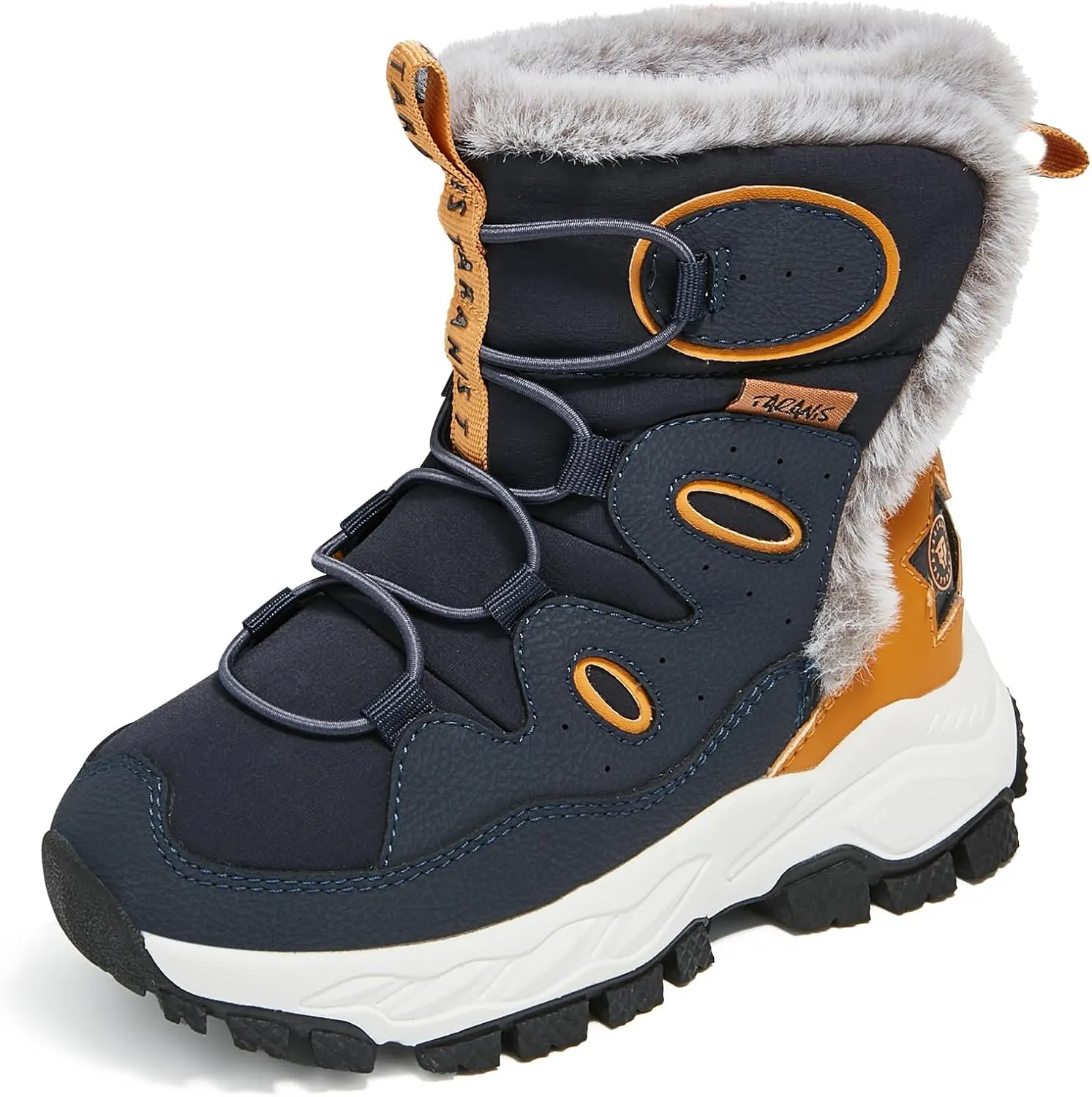 Kids Winter Snow Boots Waterproof Slip Resistant Fur Lined Outdoor Ankle Walking Shoes