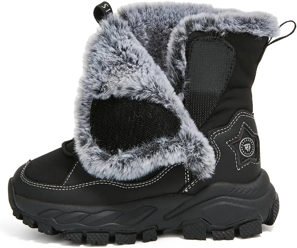 Kids Winter Snow Boots Waterproof Slip Resistant Fur Lined Outdoor Ankle Walking Shoes
