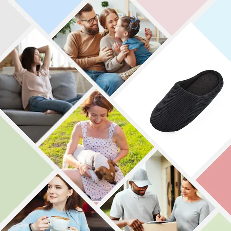 Knixmax Women's Slippers Memory Foam Black Winter Slippers for Indoor Travel Hotel