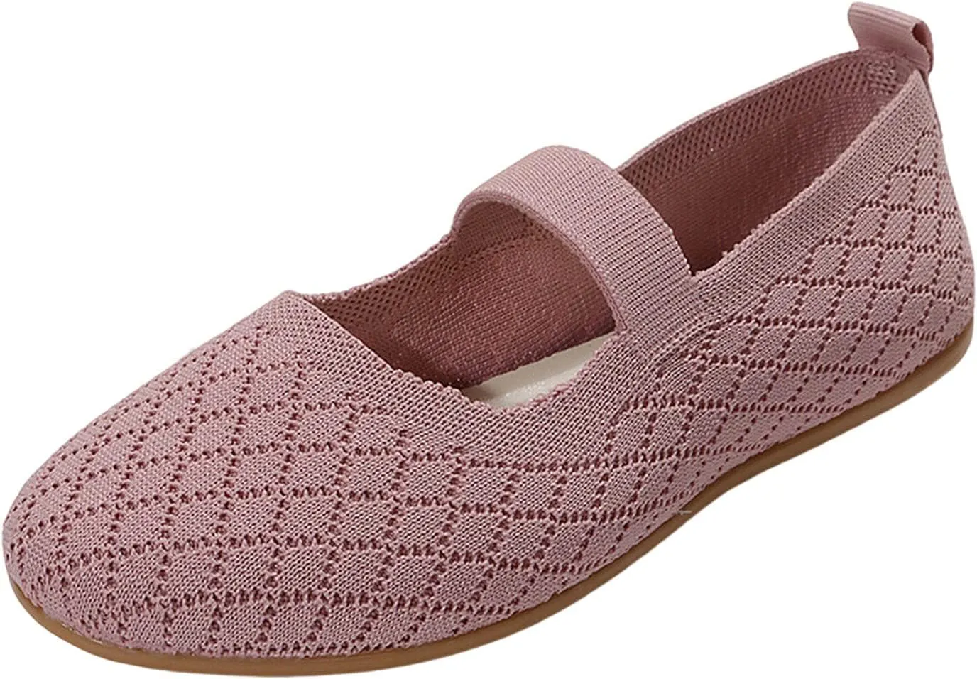 Ladies Fashion Breathable Plaid Mesh Comfortable Flat Sole Casual Shoes Casual Work Top (Pink, 8.5)
