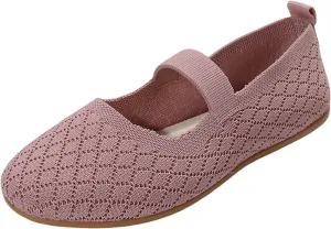 Ladies Fashion Breathable Plaid Mesh Comfortable Flat Sole Casual Shoes Casual Work Top (Pink, 8.5)
