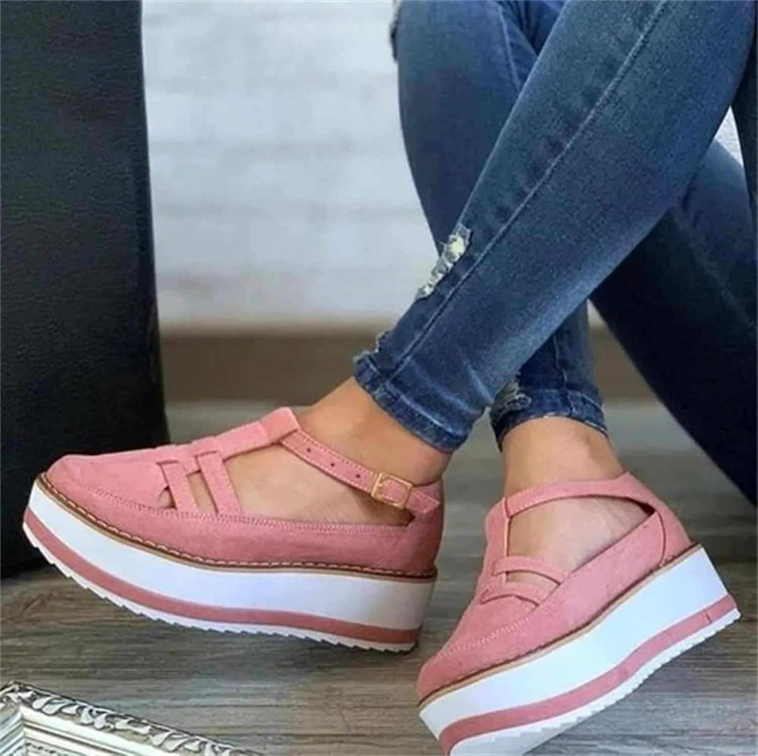 Ladmiple Shoes For Women Sneakers Trendy Low Top Lace-up Walking Shoes Fashion Summer Slip On Platform Flats Loafers