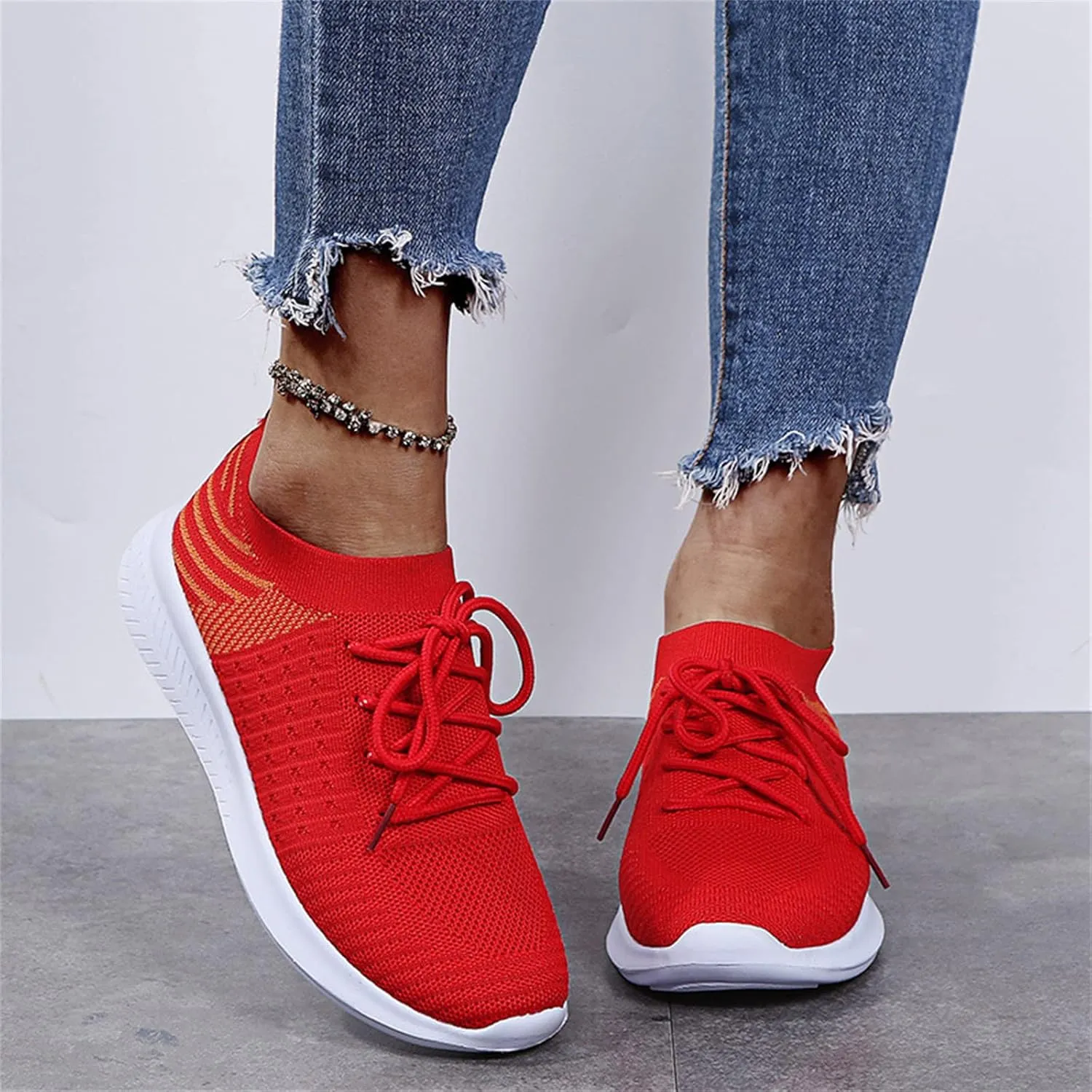 Ladmiple Walking Sneakers For Women Wide Width Comfort Mesh Non Slip Casual Athletic Gym Tennis Running Slip On Sneakers