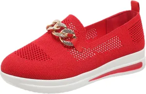 Loafers for Women Trendy Mesh Knit Walking Shoes Sock Sneakers Lightweight Comfy Breathable Casual Pull-on Daily Shoe