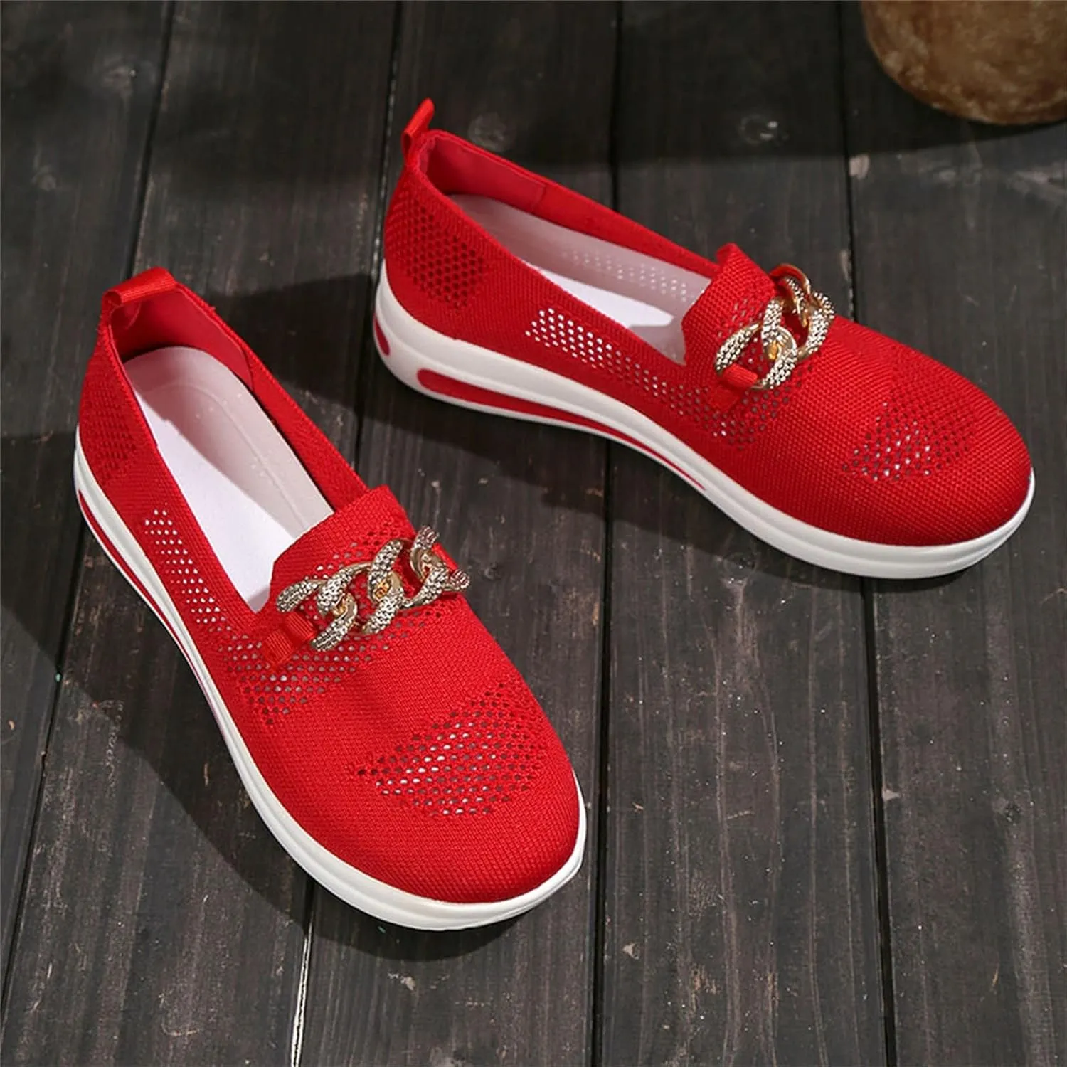 Loafers for Women Trendy Mesh Knit Walking Shoes Sock Sneakers Lightweight Comfy Breathable Casual Pull-on Daily Shoe