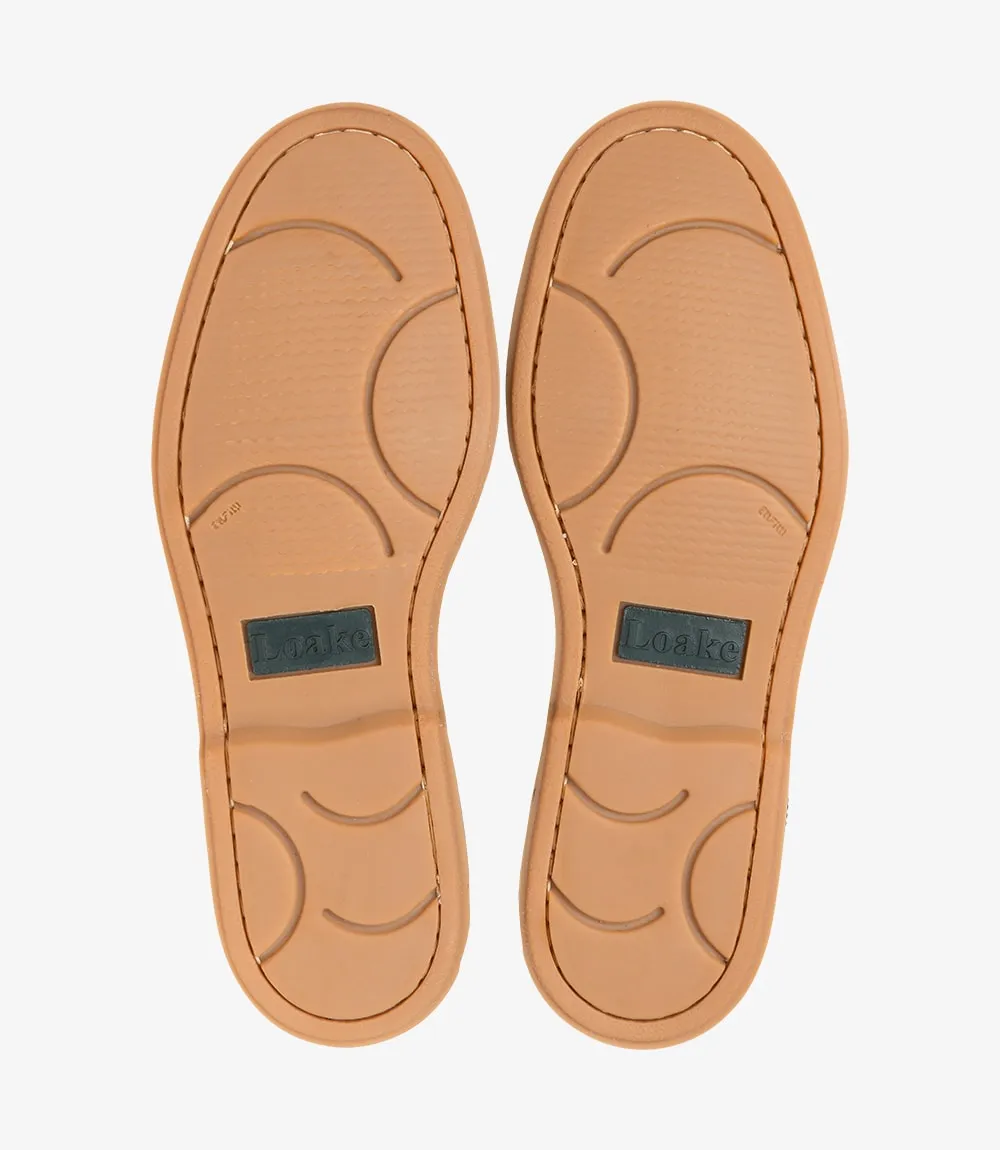 Loake Men's 521N2 Leather Deck Boat Shoes Navy Nubuck Brown Waxed