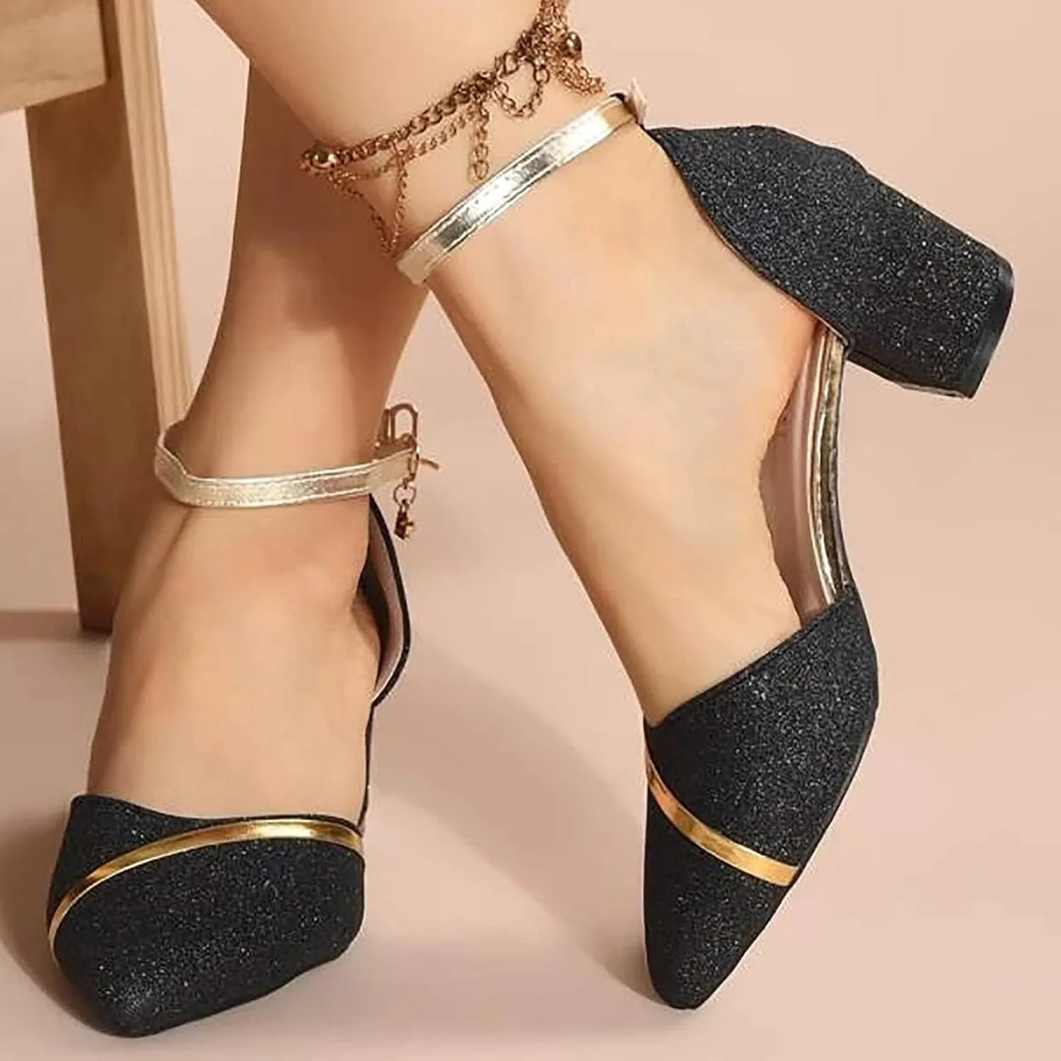 Low Chunky Heels Sandals for Women Dressy Closed Toe Ankle Strap Pumps Ladies Formal Walking Office Shoes