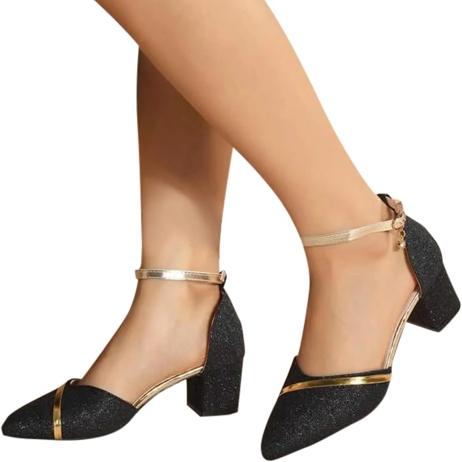 Low Chunky Heels Sandals for Women Dressy Closed Toe Ankle Strap Pumps Ladies Formal Walking Office Shoes