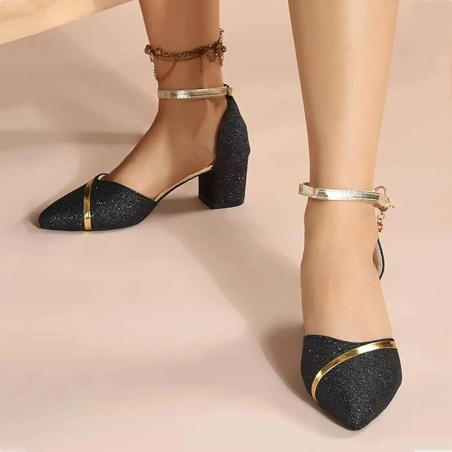 Low Chunky Heels Sandals for Women Dressy Closed Toe Ankle Strap Pumps Ladies Formal Walking Office Shoes