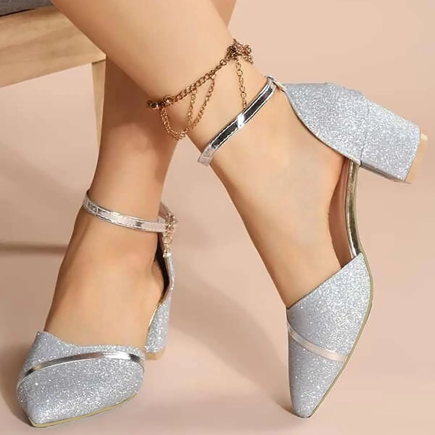 Low Chunky Heels Sandals for Women Dressy Closed Toe Ankle Strap Pumps Ladies Formal Walking Office Shoes