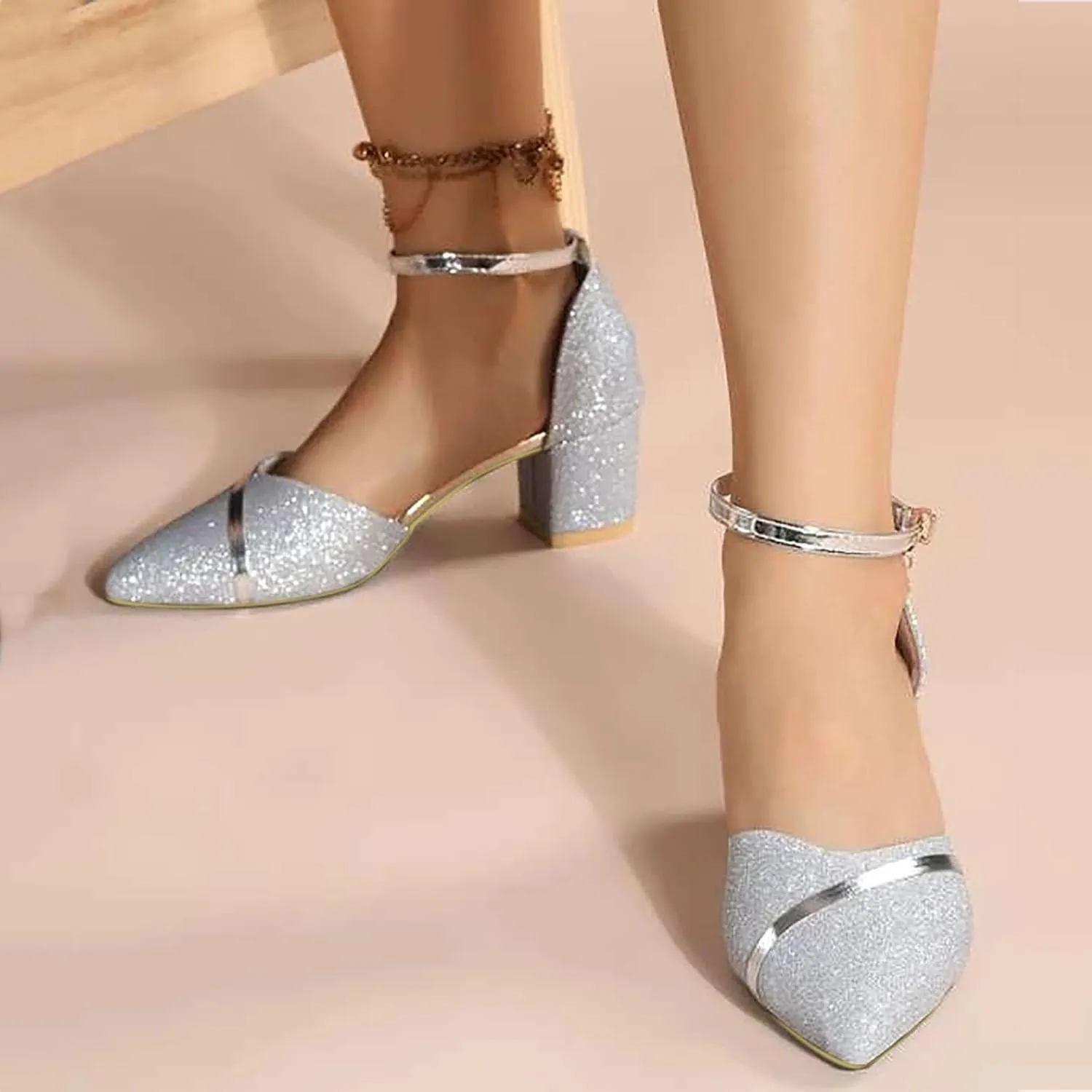 Low Chunky Heels Sandals for Women Dressy Closed Toe Ankle Strap Pumps Ladies Formal Walking Office Shoes