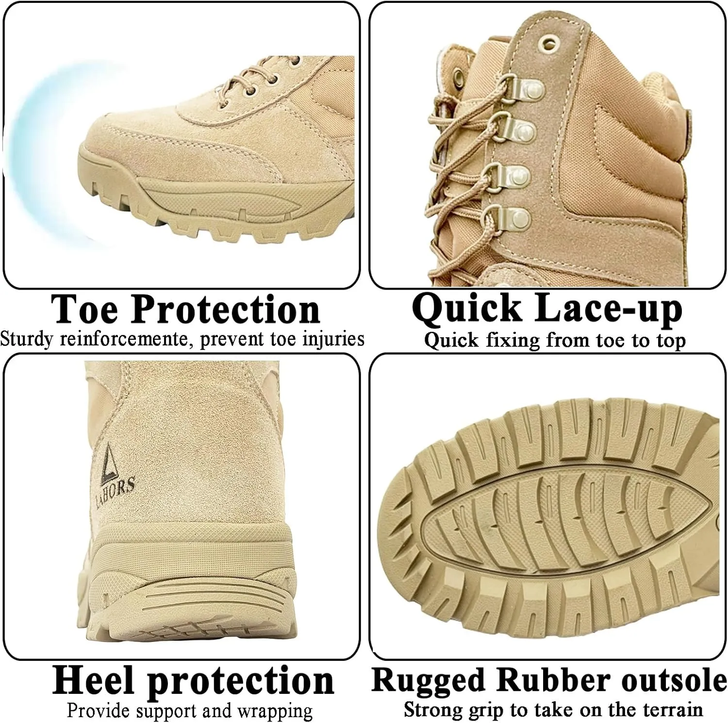 Man Tactical Military Boots Black Men's Shoes Desert Combat Army Outdoor Hiking Shoes Side zipper