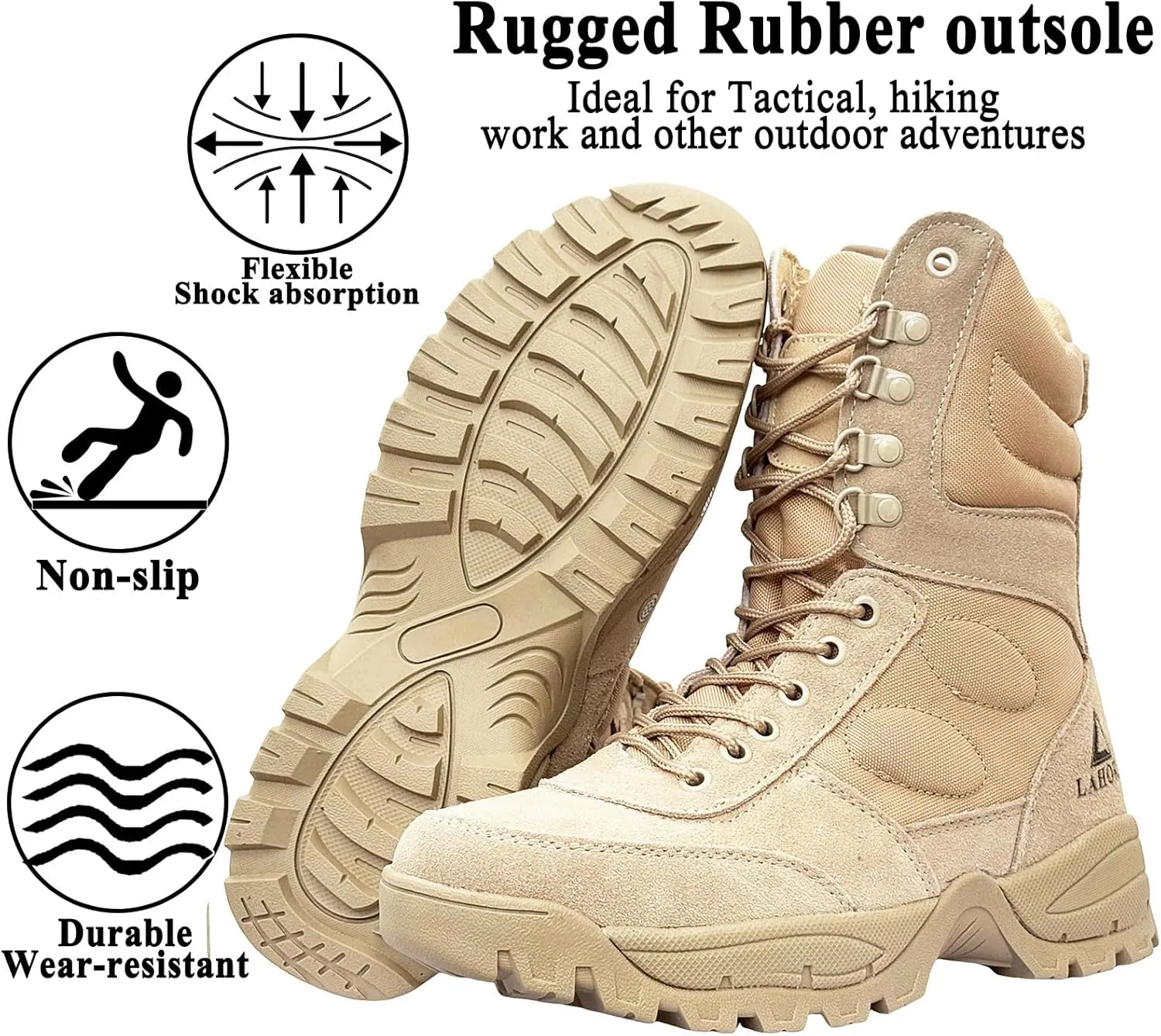 Man Tactical Military Boots Black Men's Shoes Desert Combat Army Outdoor Hiking Shoes Side zipper