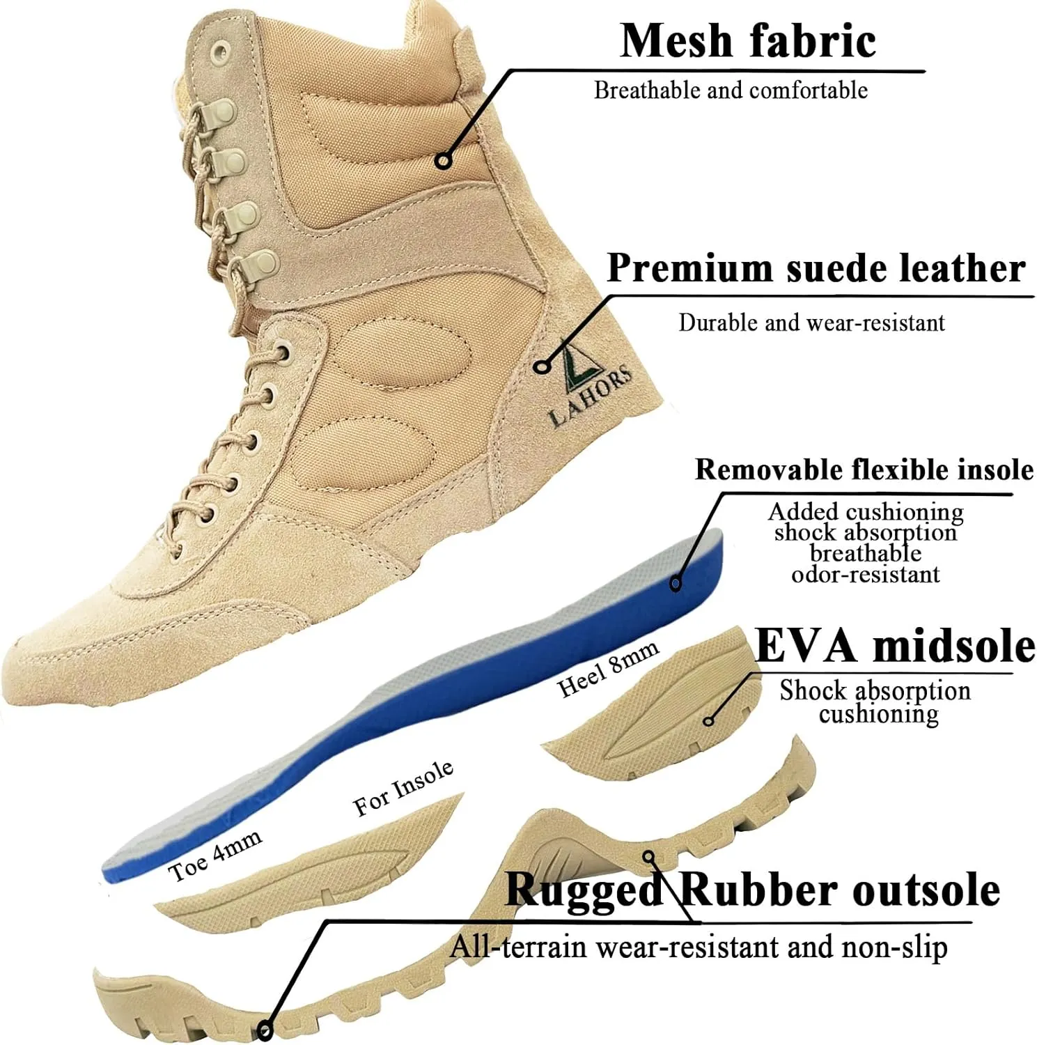 Man Tactical Military Boots Black Men's Shoes Desert Combat Army Outdoor Hiking Shoes Side zipper