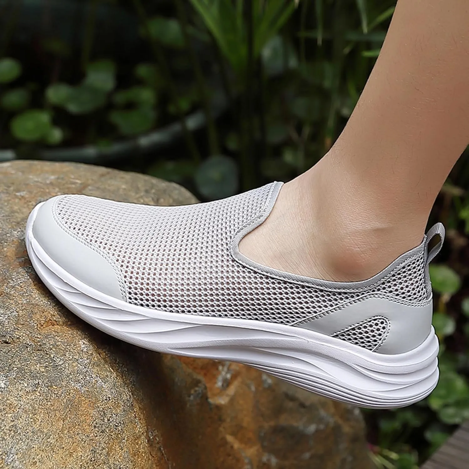 Memory Foam Versatile Shoes for Men Comfortable Breathable Slip On Sneaker Casual Soft Flat Soled Walking Shoes