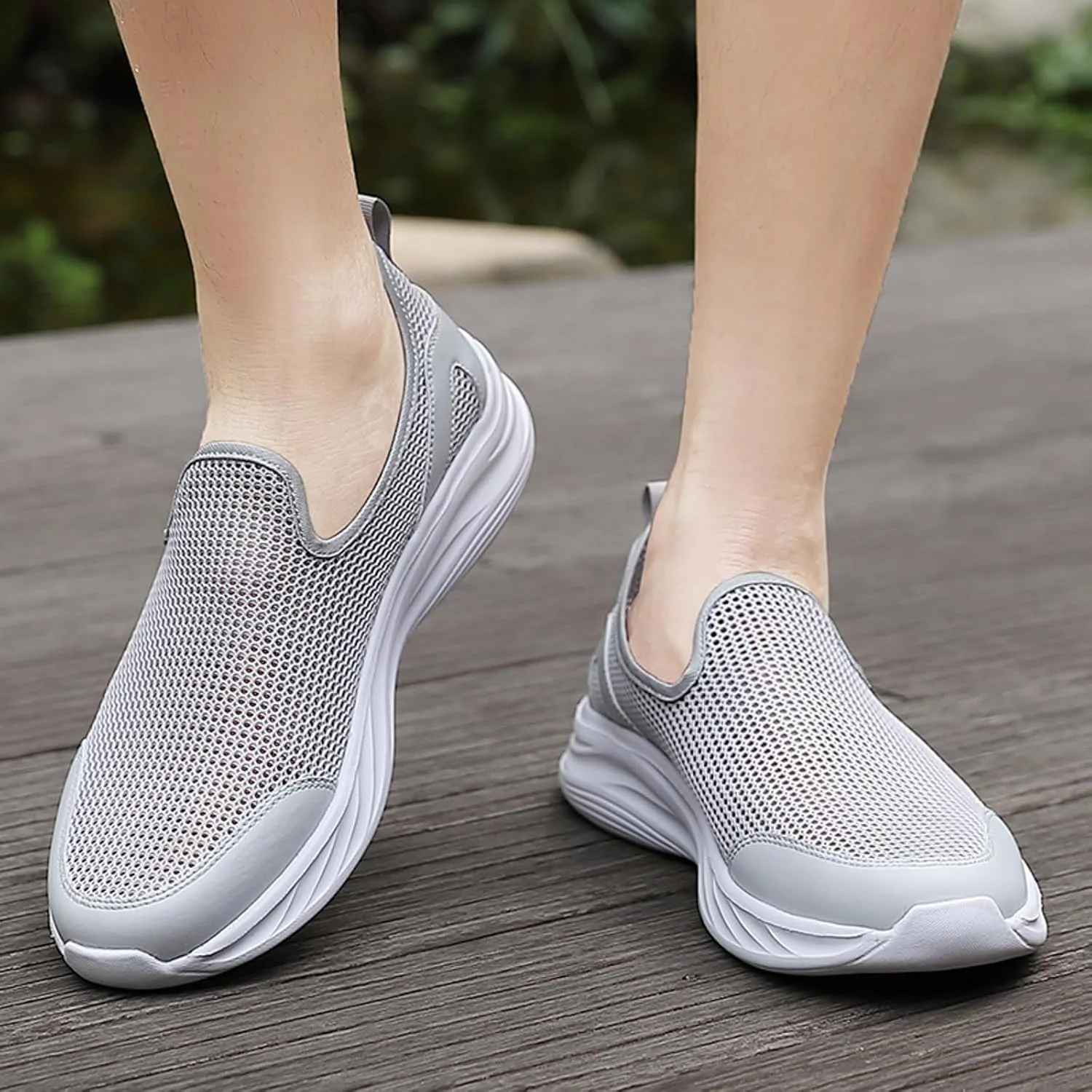 Memory Foam Versatile Shoes for Men Comfortable Breathable Slip On Sneaker Casual Soft Flat Soled Walking Shoes